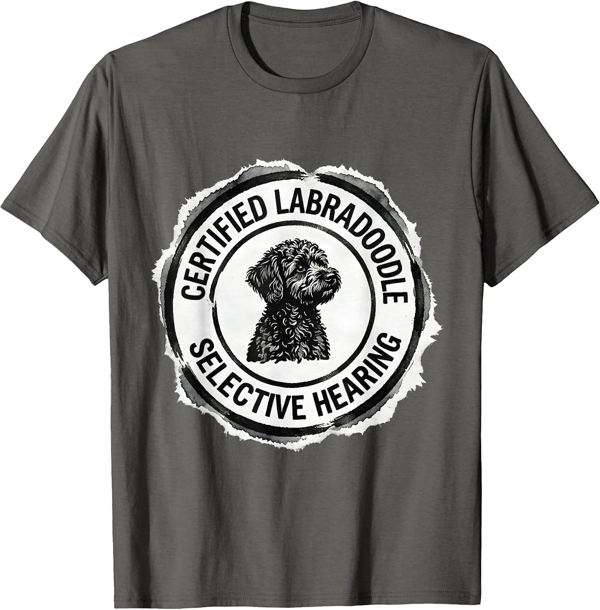 Men's Certified Labradoodle: Selective Hearing Funny T-Shirt - Asphalt Grey