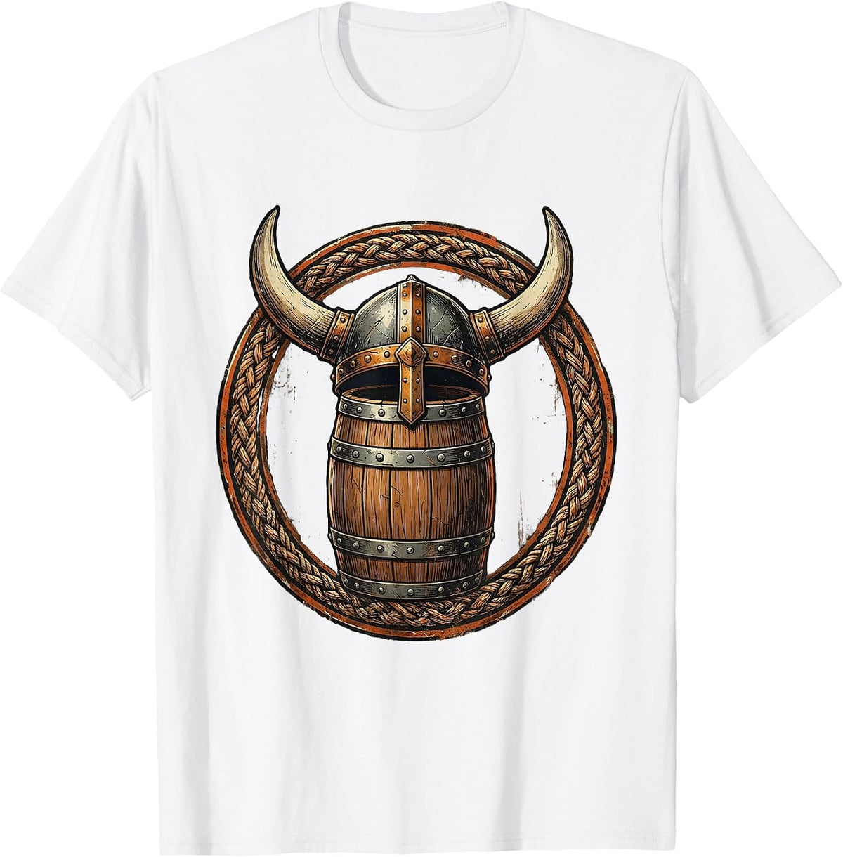 Men's Viking Helmet and Tankard Beer Illustration T-Shirt - White