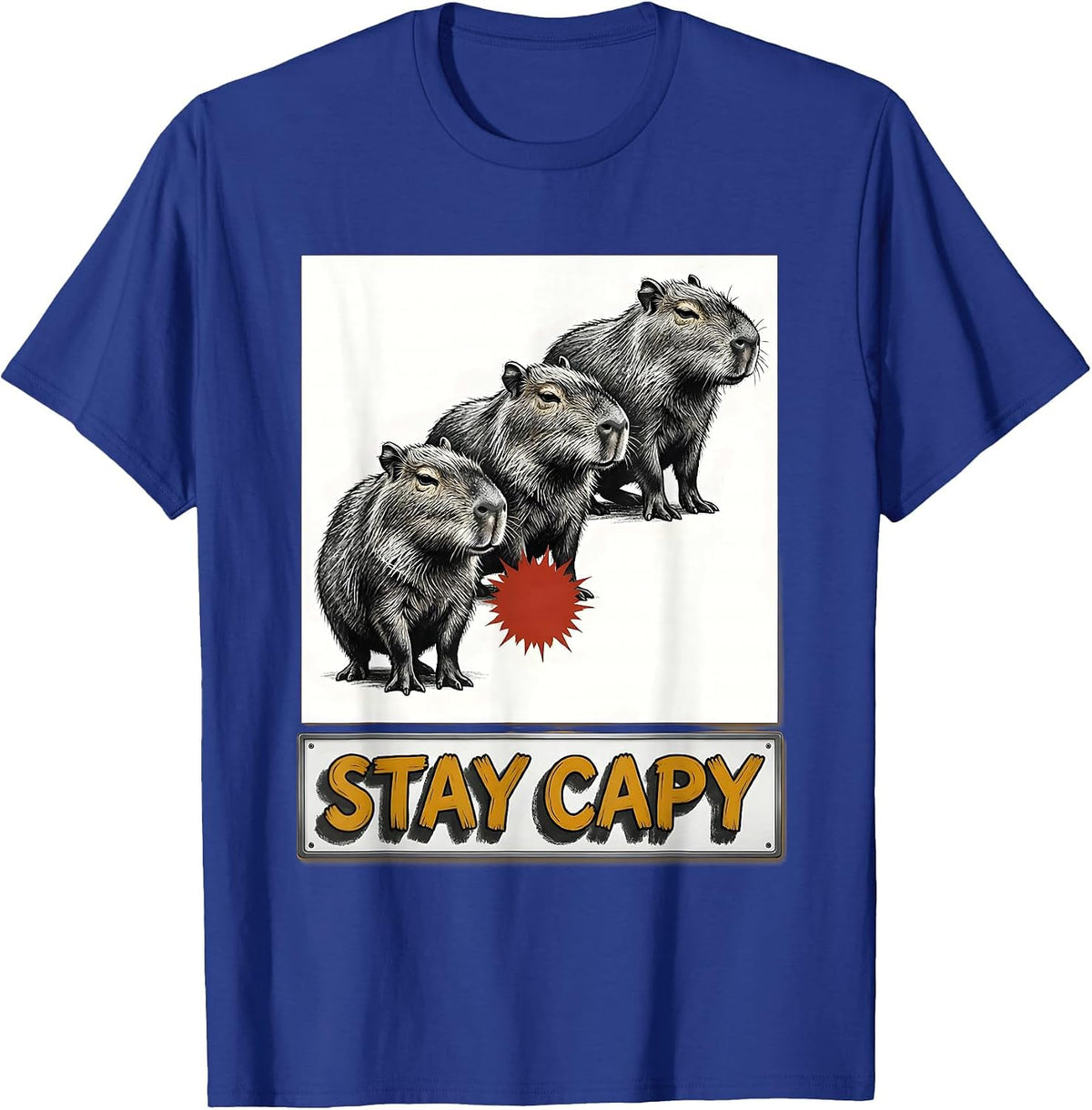 stay capy Funny Capybara Meme Gamer Kawaii Humor T-Shirt - Royal Blue