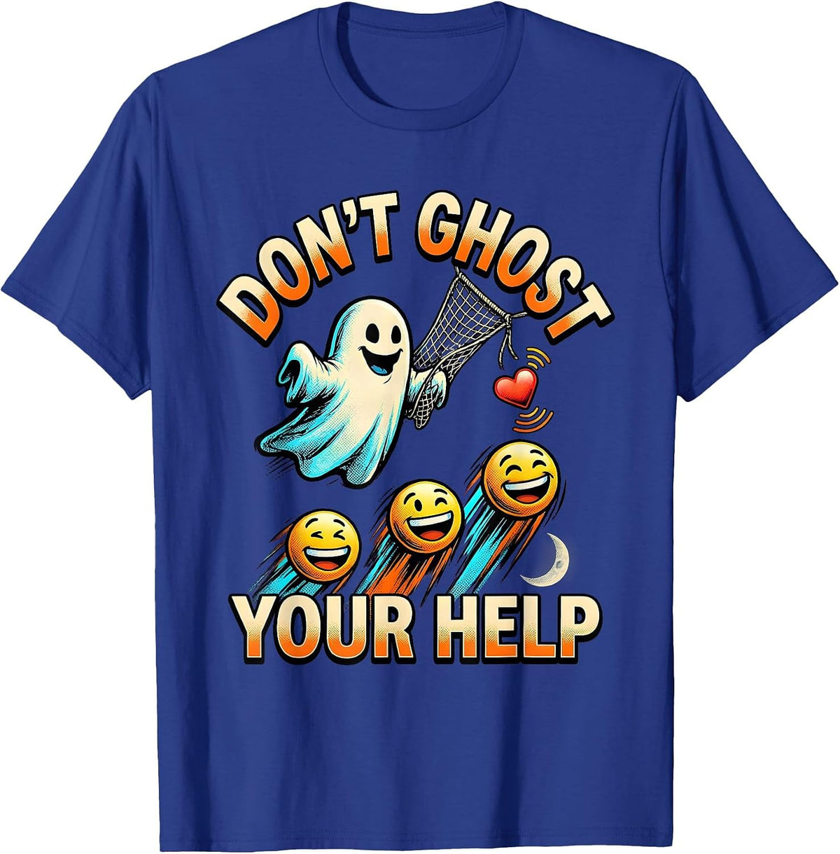 Don't Ghost Your Help Comic Book Mental Health Halloween T-Shirt - Royal Blue