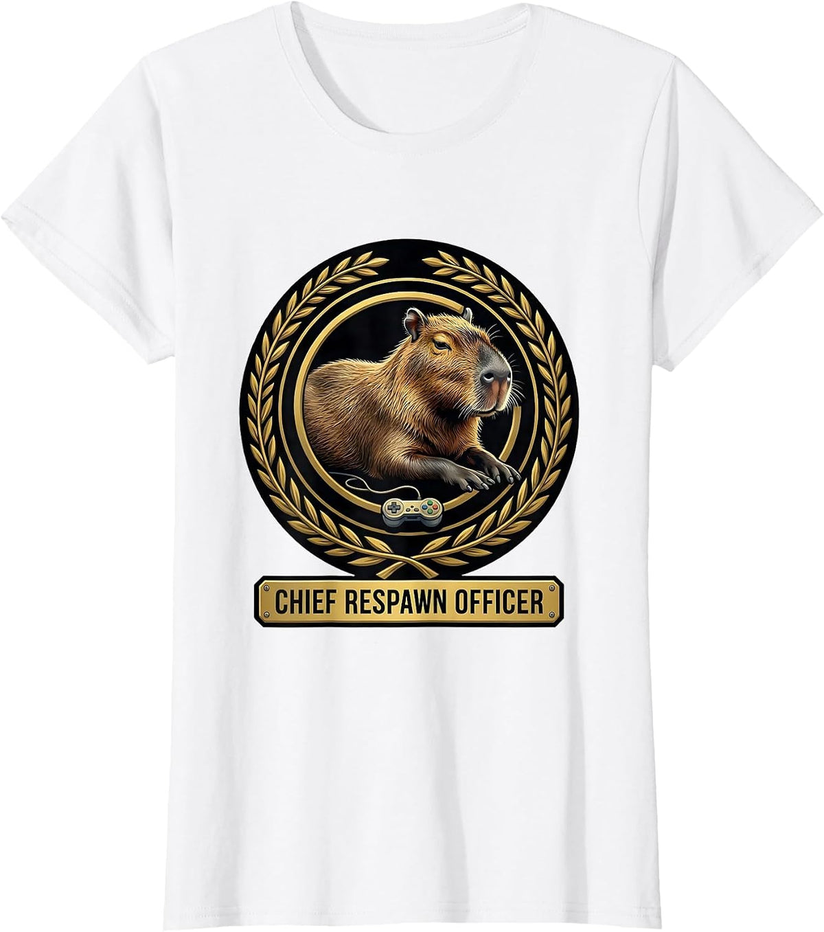 Chief Respawn Officer Funny Capybara Gamer Meme Humor T-Shirt - White
