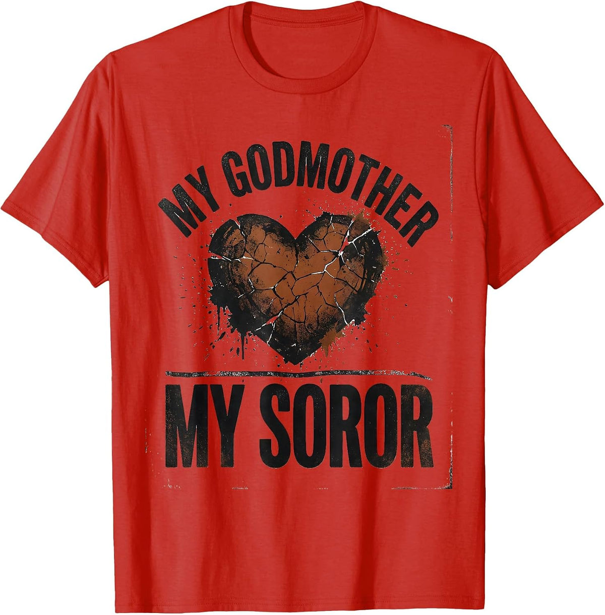 Men's My Godmother My Soror Distressed Sorority Greek Letter Pride T-Shirt - Red