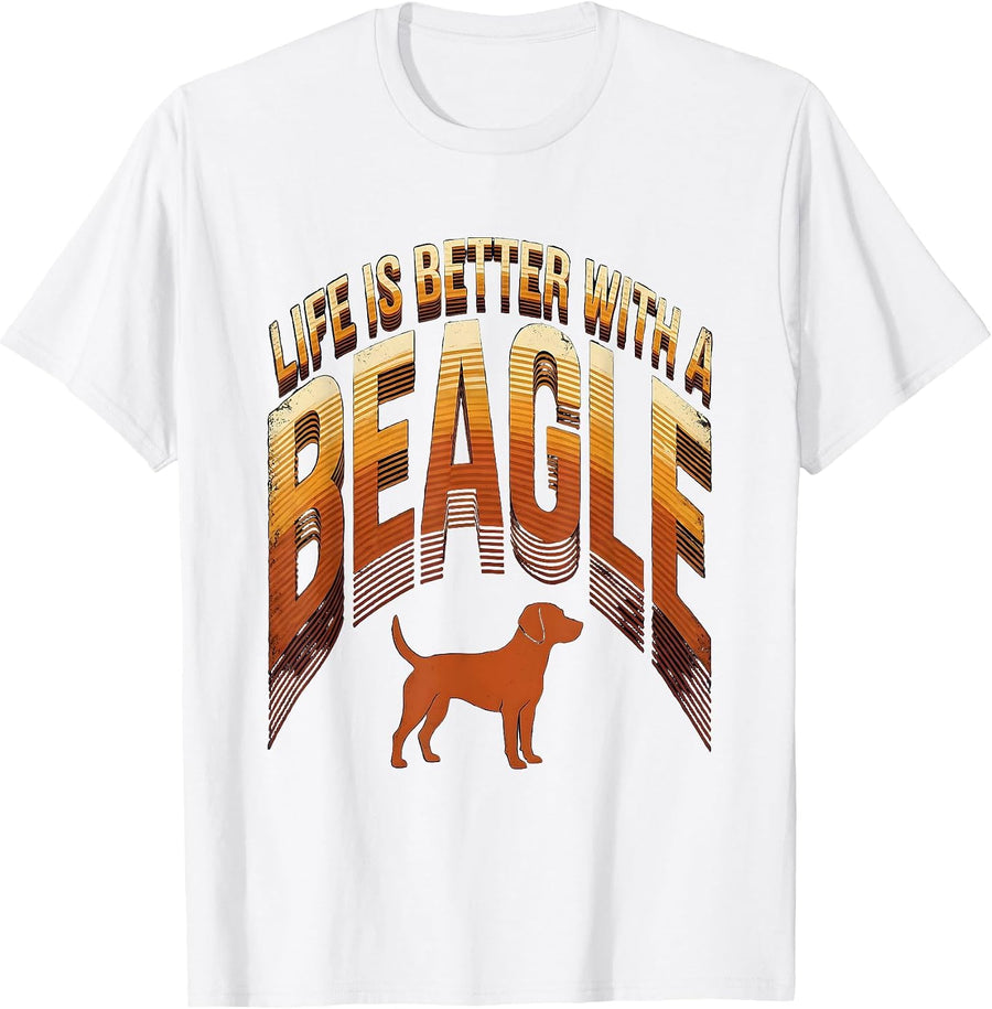 Life Is Better With A Beagle Vintage Retro Dog Lover T-Shirt - White