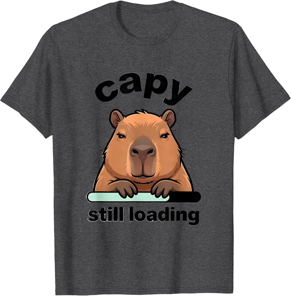 capy still loading Cute Kawaii Capybara Meme Humor Animal T-Shirt - Dark Heather Grey