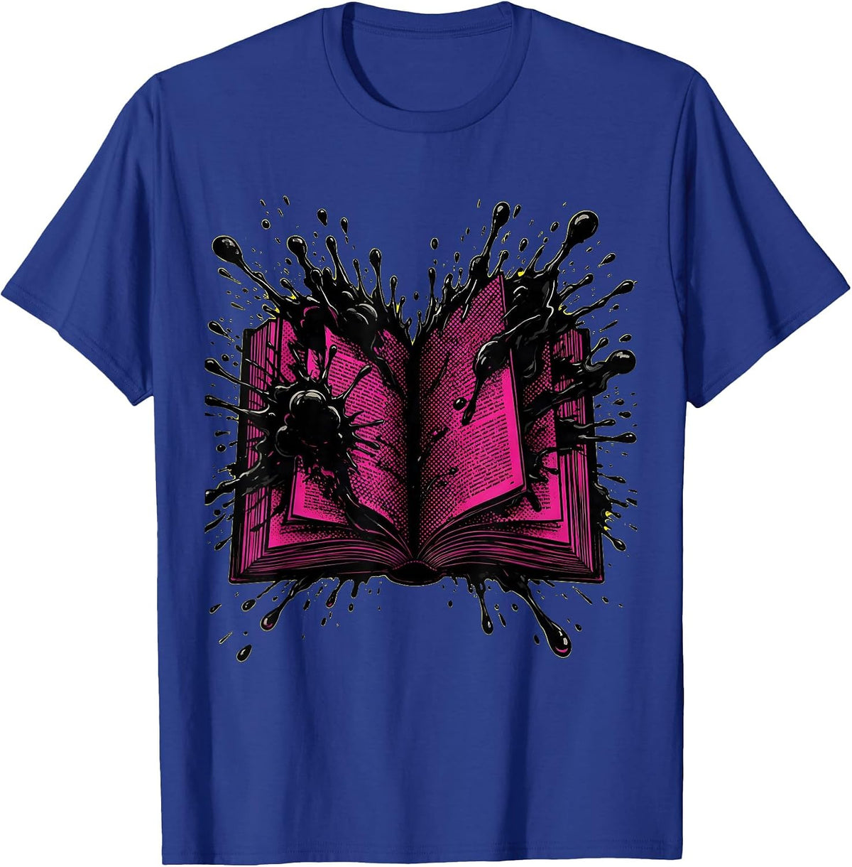 Ink Splatter Open Book English Teacher Gift T-Shirt - Royal Blue