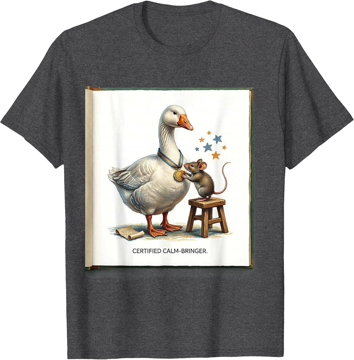 Certified Calm-Bringer Funny Mental Health Counselor Goose T-Shirt - Dark Heather Grey