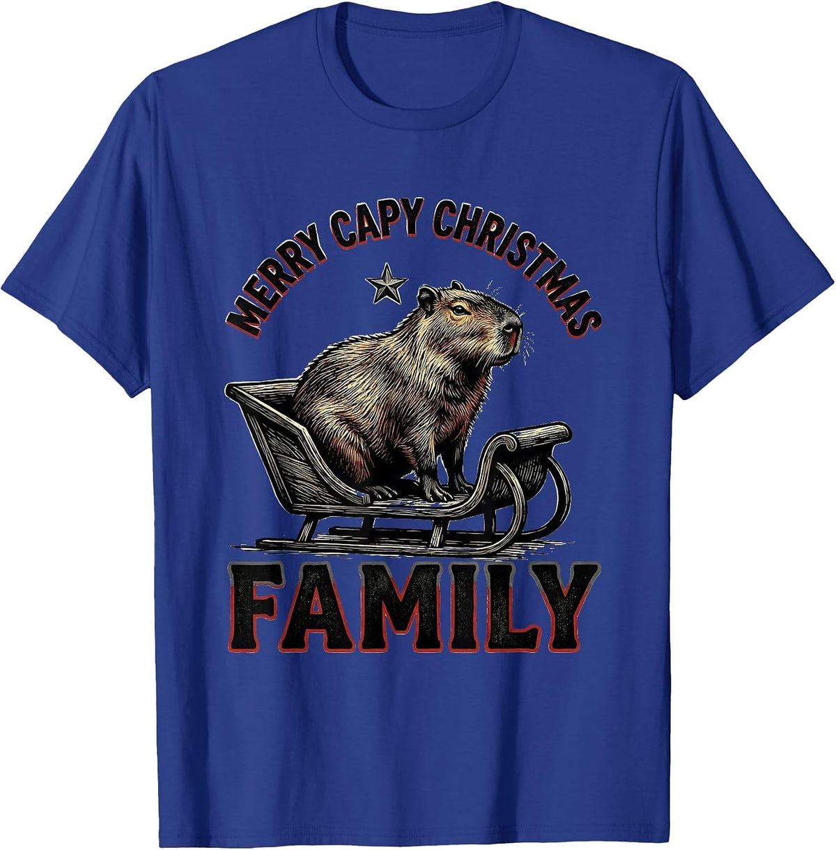Merry Capy Christmas, Family Funny Capybara Animal Lover T-Shirt - Royal Blue
