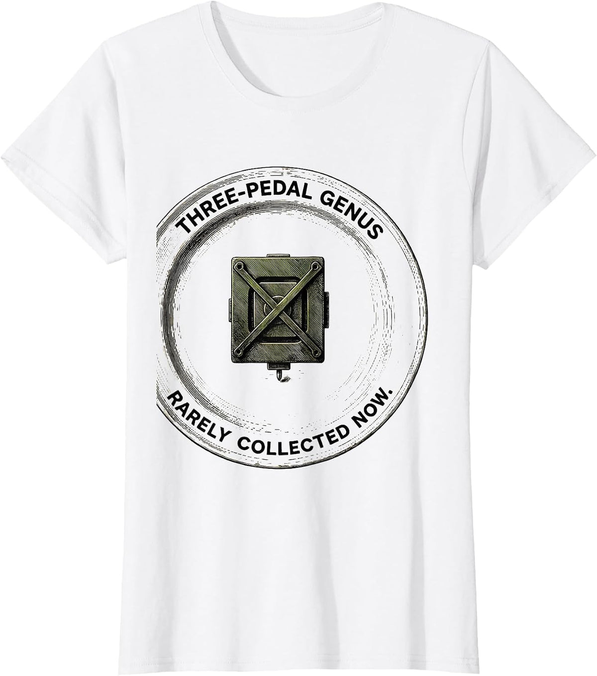 Three-Pedal Genus Rarely Collected Now Manual Car Guy T-Shirt - White