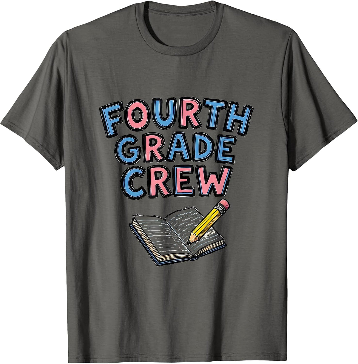 Men's Fourth Grade Crew Back to School Teacher Student Kids T-Shirt - Asphalt Grey