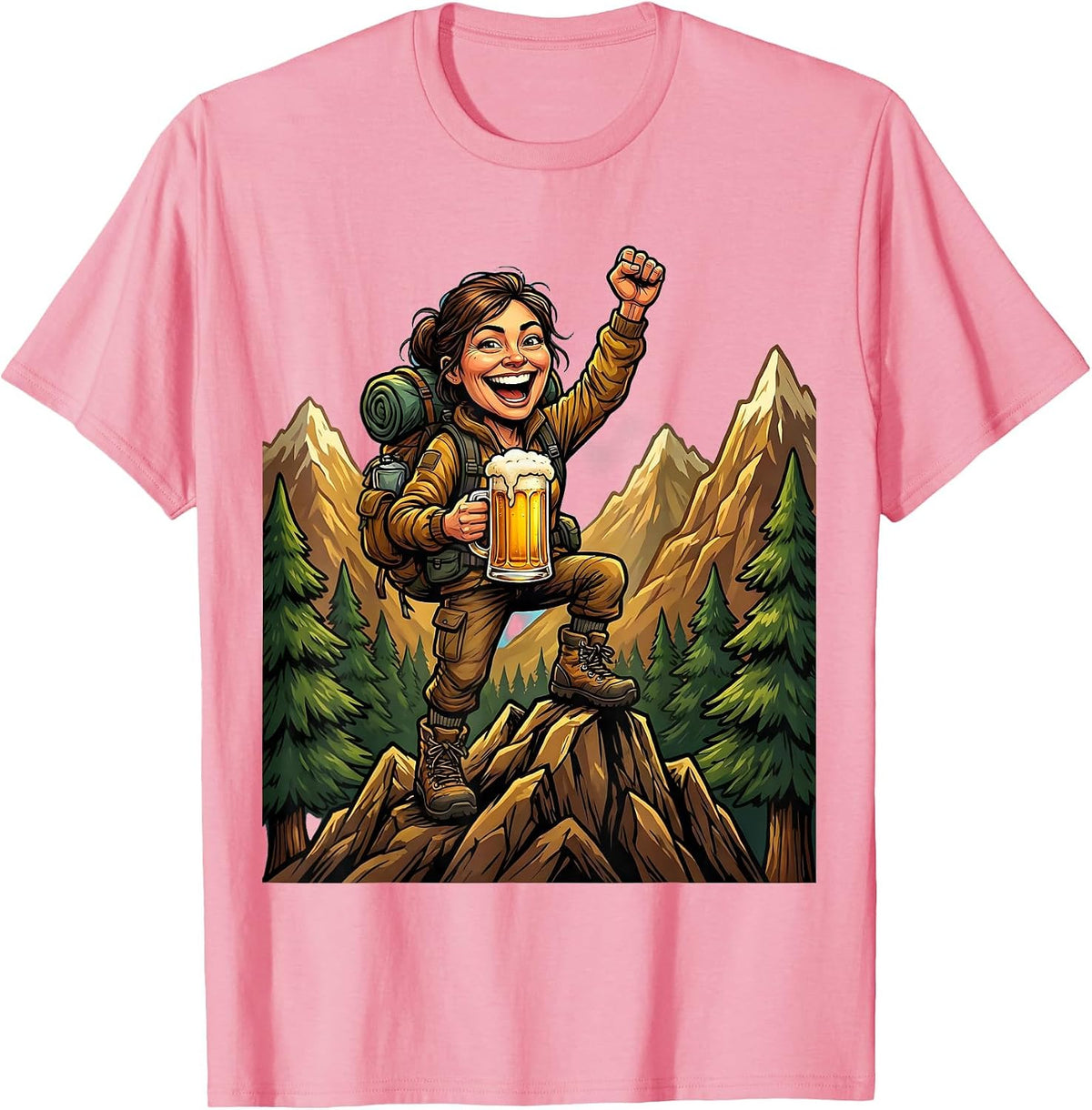Men's Mountain Hiker Beer Summit Celebration Graphic T-Shirt - Pink