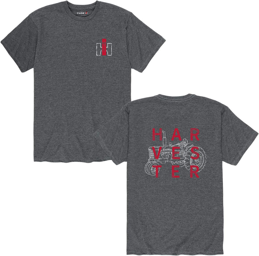 Square Harvester Wline Tractor - Men's Short Sleeve Graphic T-Shirt - Heather Charcoal