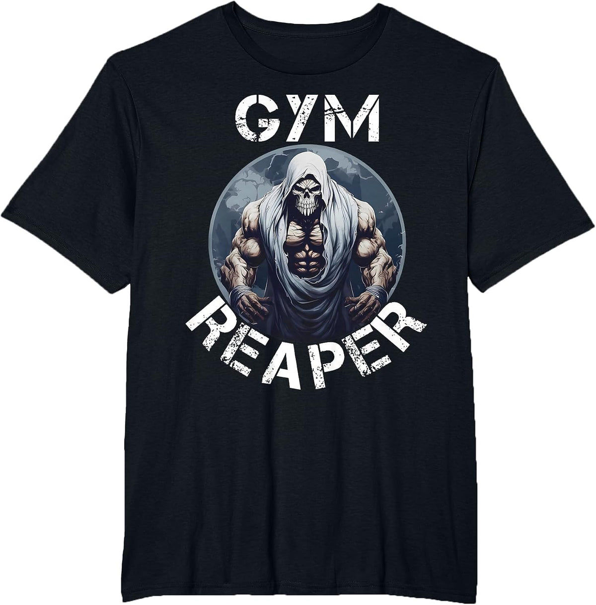 Gym Reaper Fitness Halloween Skeleton Workout Bodybuilding T-Shirt - Black