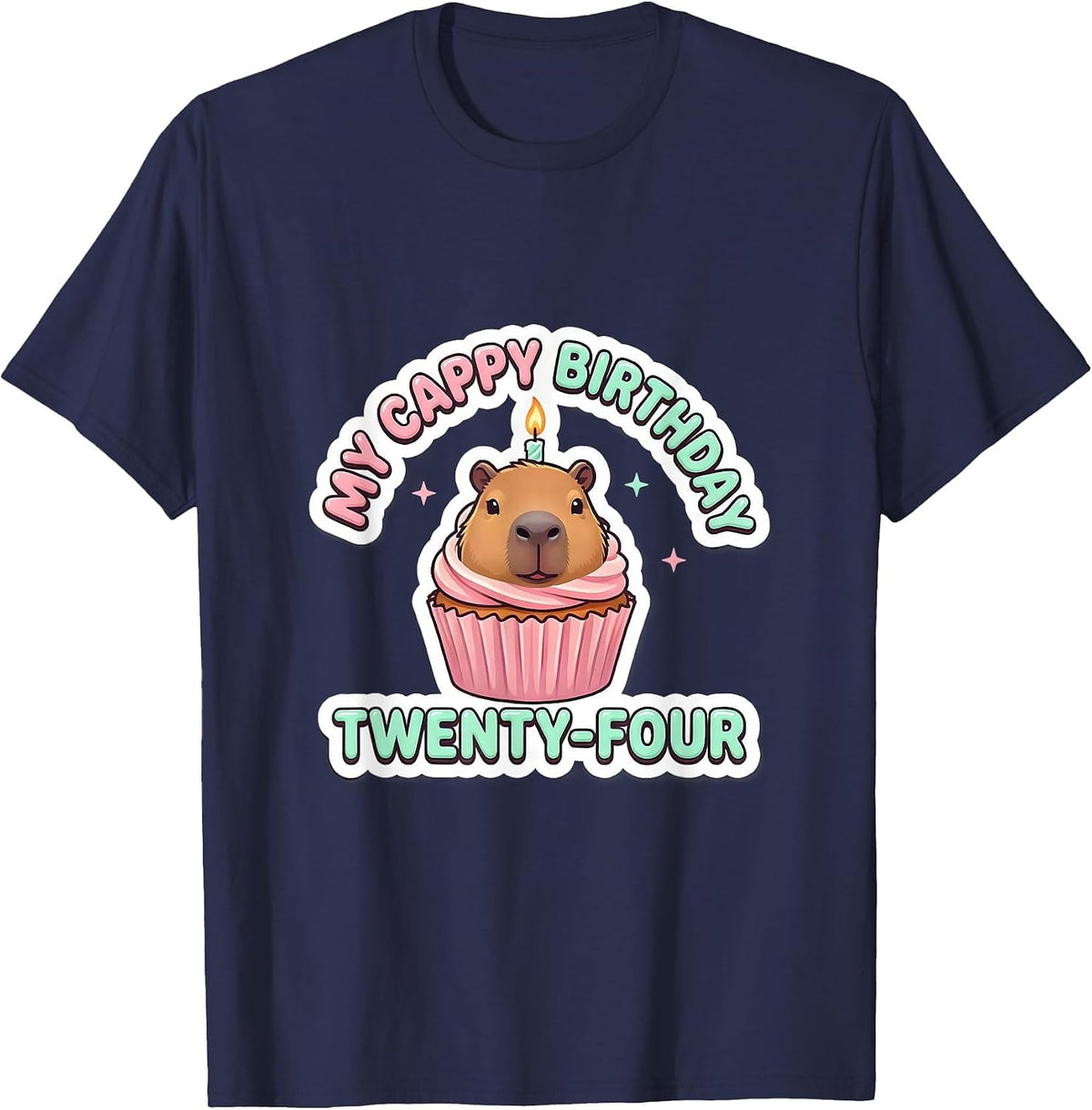 My Cappy Birthday Twenty-Four Kawaii Capybara Birthday Gift T-Shirt - Navy Blue