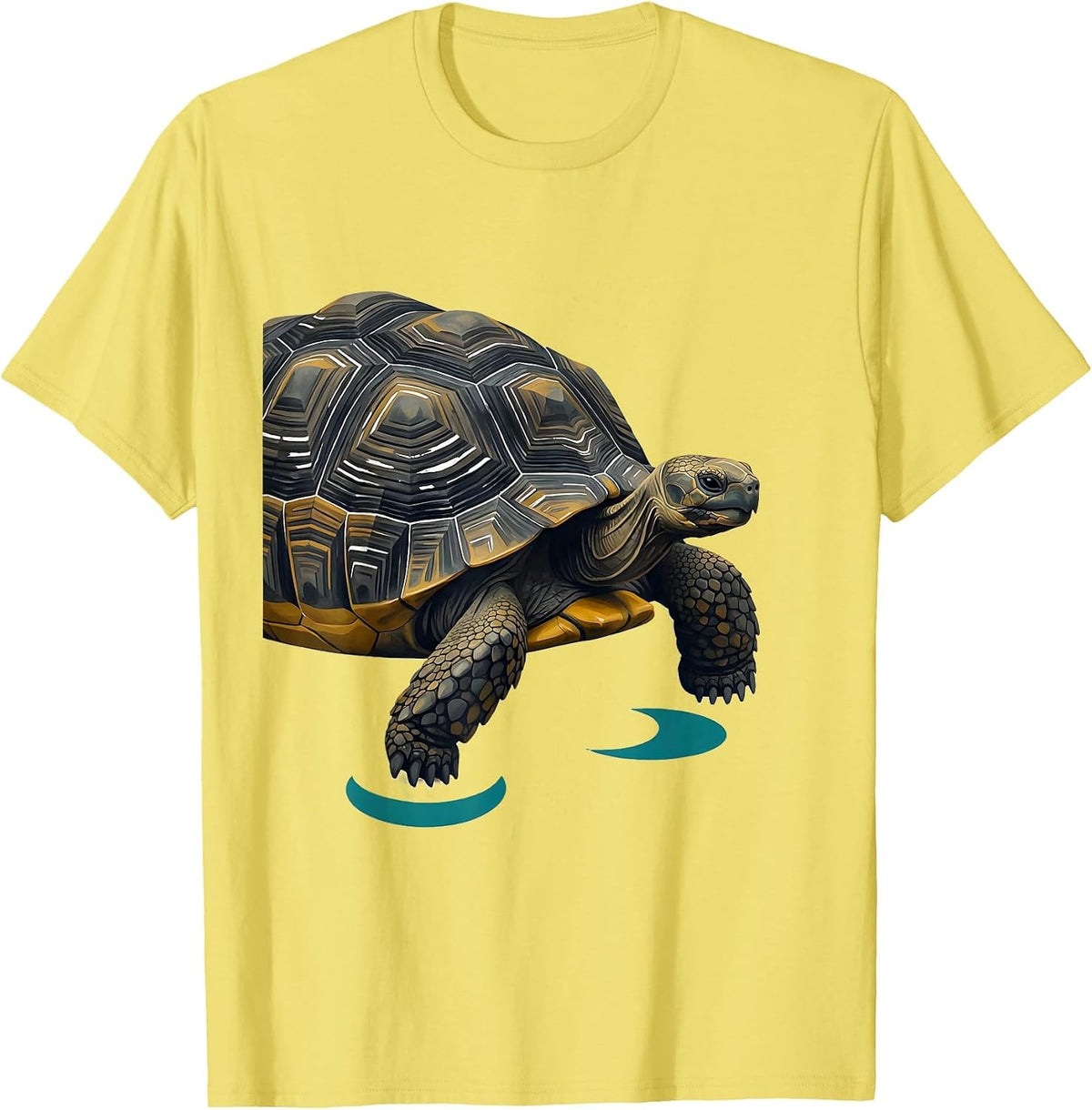 Men's Land Tortoise Midcentury Modern Pet Lover Humor T-Shirt - Lemon Yellow