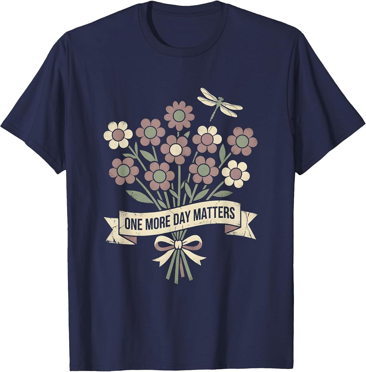 Men's One More Day Matters Suicide Awareness Design T-Shirt - Navy Blue