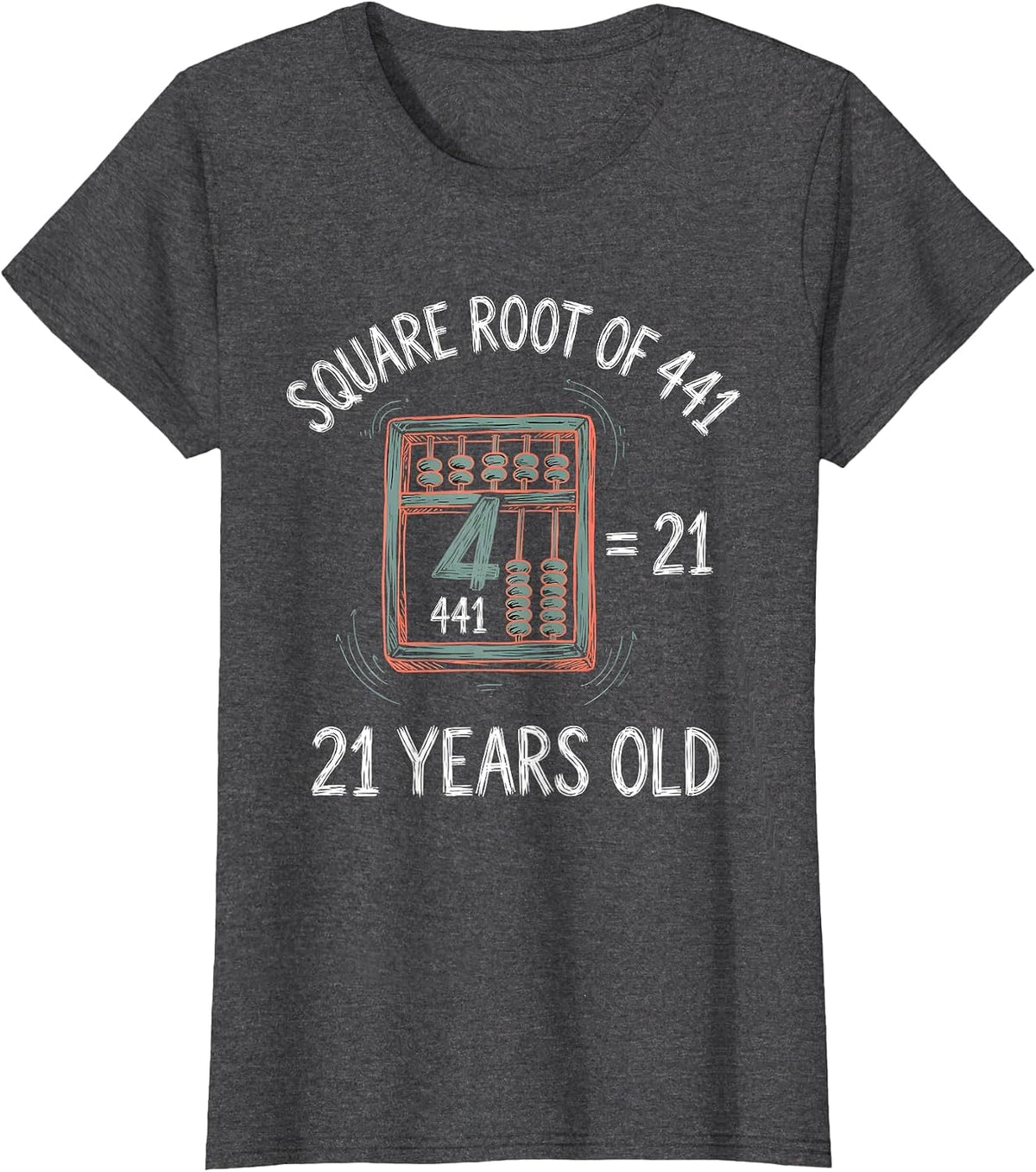 Women's Square Root Of 441 21 Years Old Math Birthday Age Pun T-Shirt - Dark Heather Grey