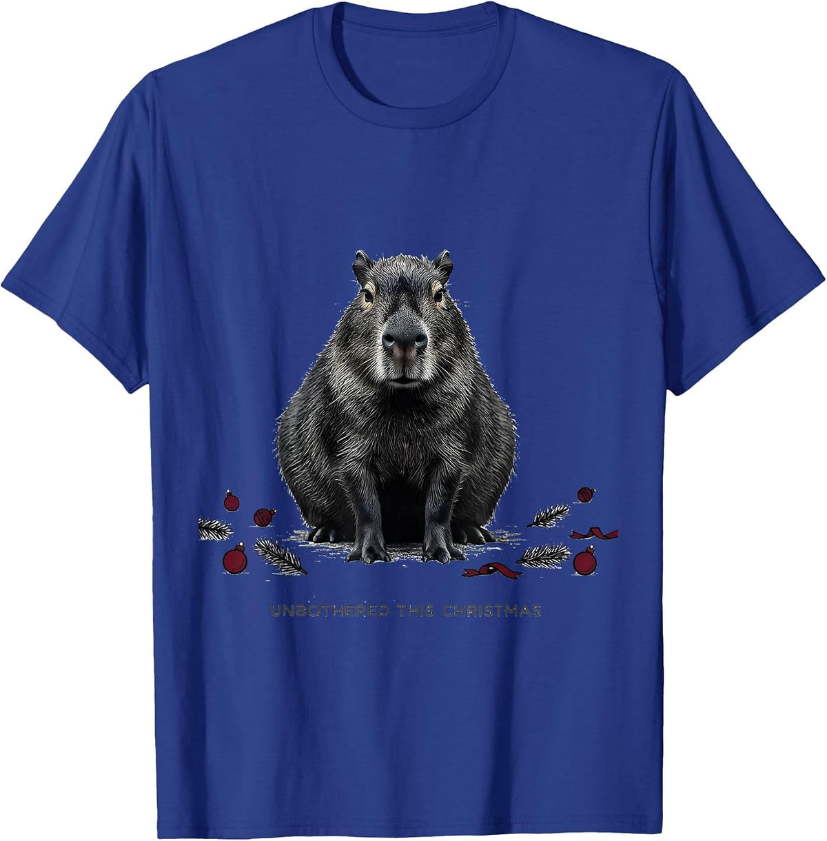 Men's Unbothered This Christmas Editorial Conceptual Capybara T-Shirt - Royal Blue