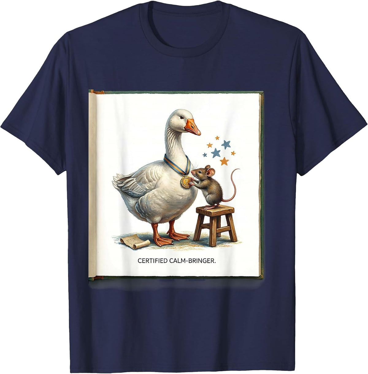 Certified Calm-Bringer Funny Mental Health Counselor Goose T-Shirt - Navy Blue