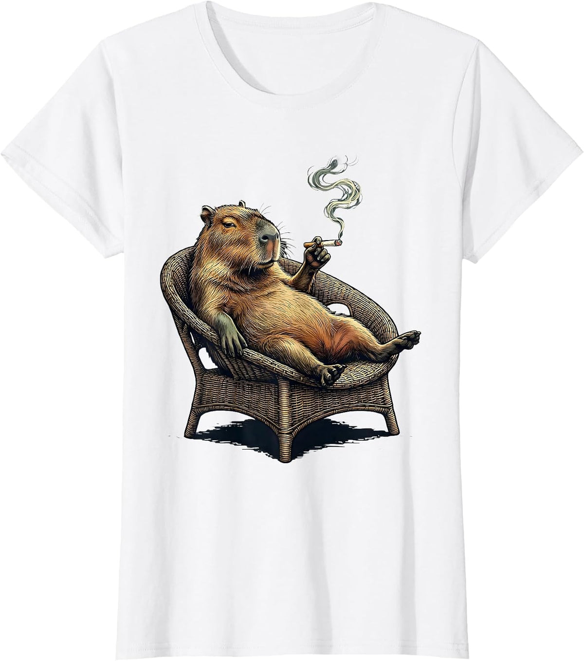 Sleepy Capybara Stoner Humor Cannabis 420 T-Shirt - White