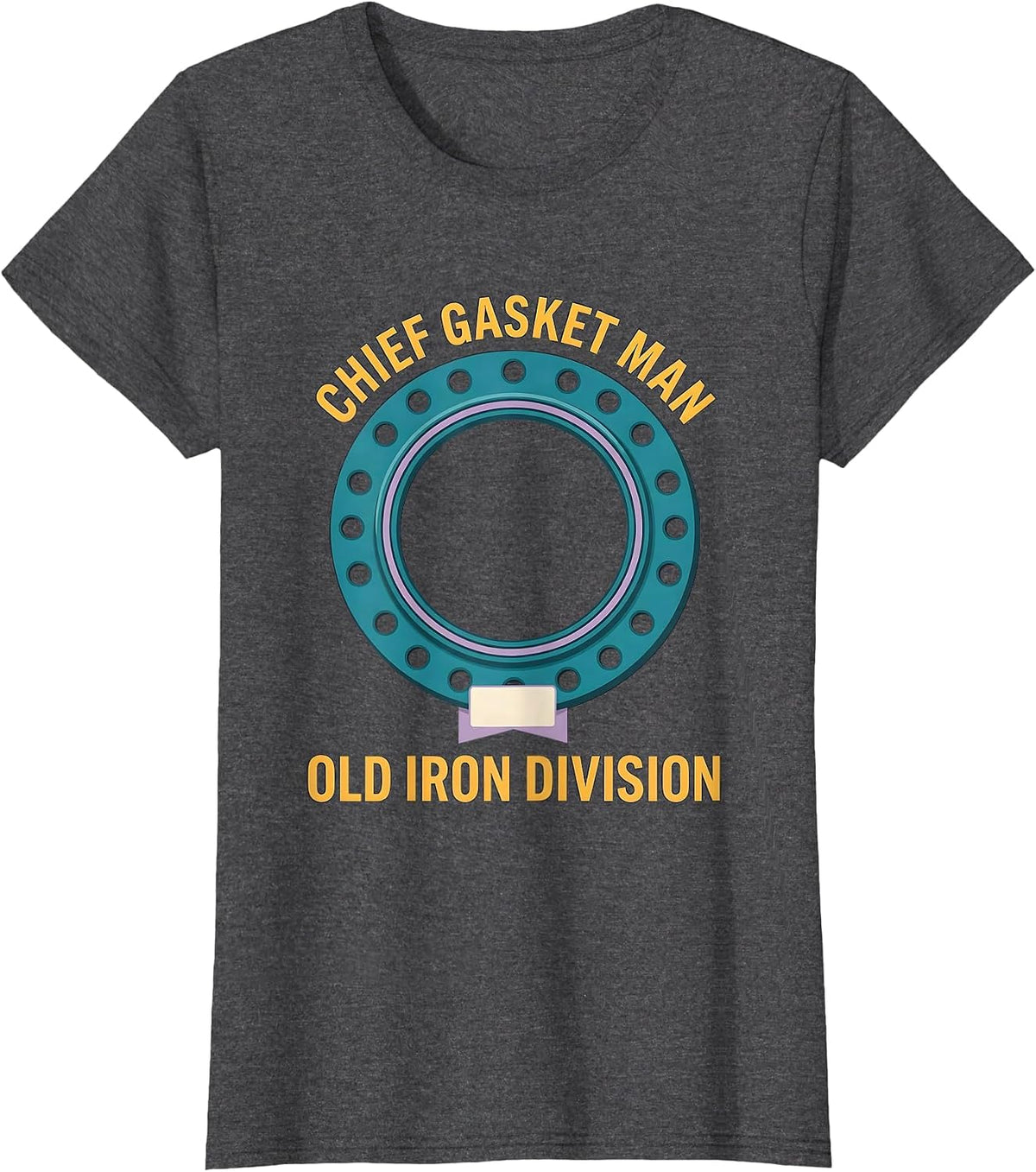 Women's Chief Gasket Man, Old Iron Division Vintage Classic Car T-Shirt - Dark Heather Grey