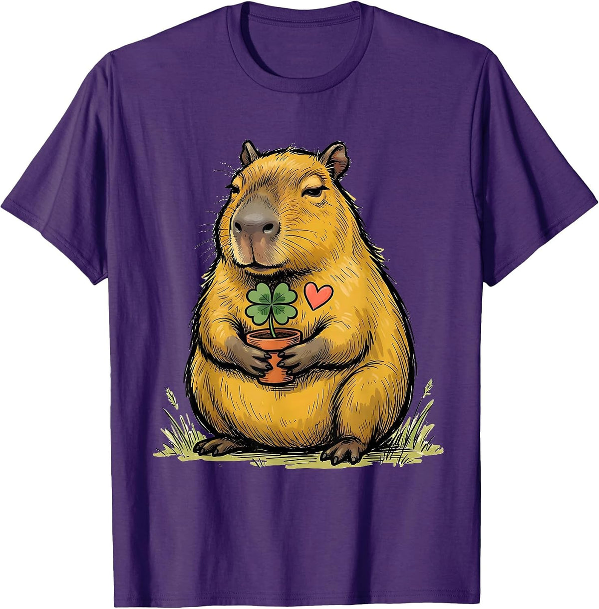 Men's Capybara Meme Kawaii Gamer Humor Cute T-Shirt - Purple