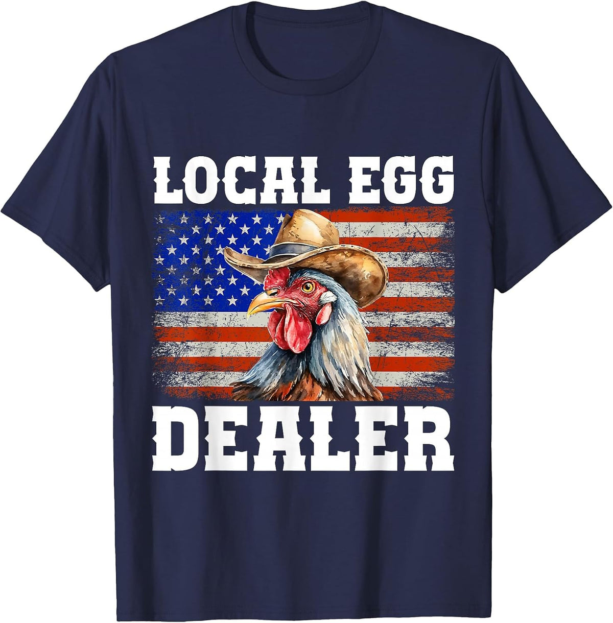 Local Egg Dealer Rooster Farmer Chicken T-Shirt - Navy Blue