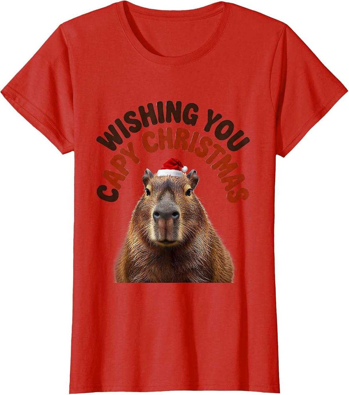 Wishing You Capy Christmas Funny Capybara Animal Lover Xmas T-Shirt - Red