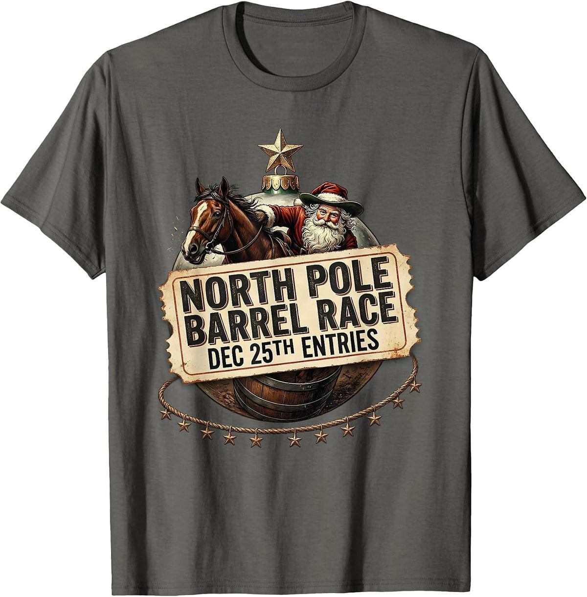 North Pole Barrel Race Dec 25th Entries Vintage T-Shirt - Asphalt Grey
