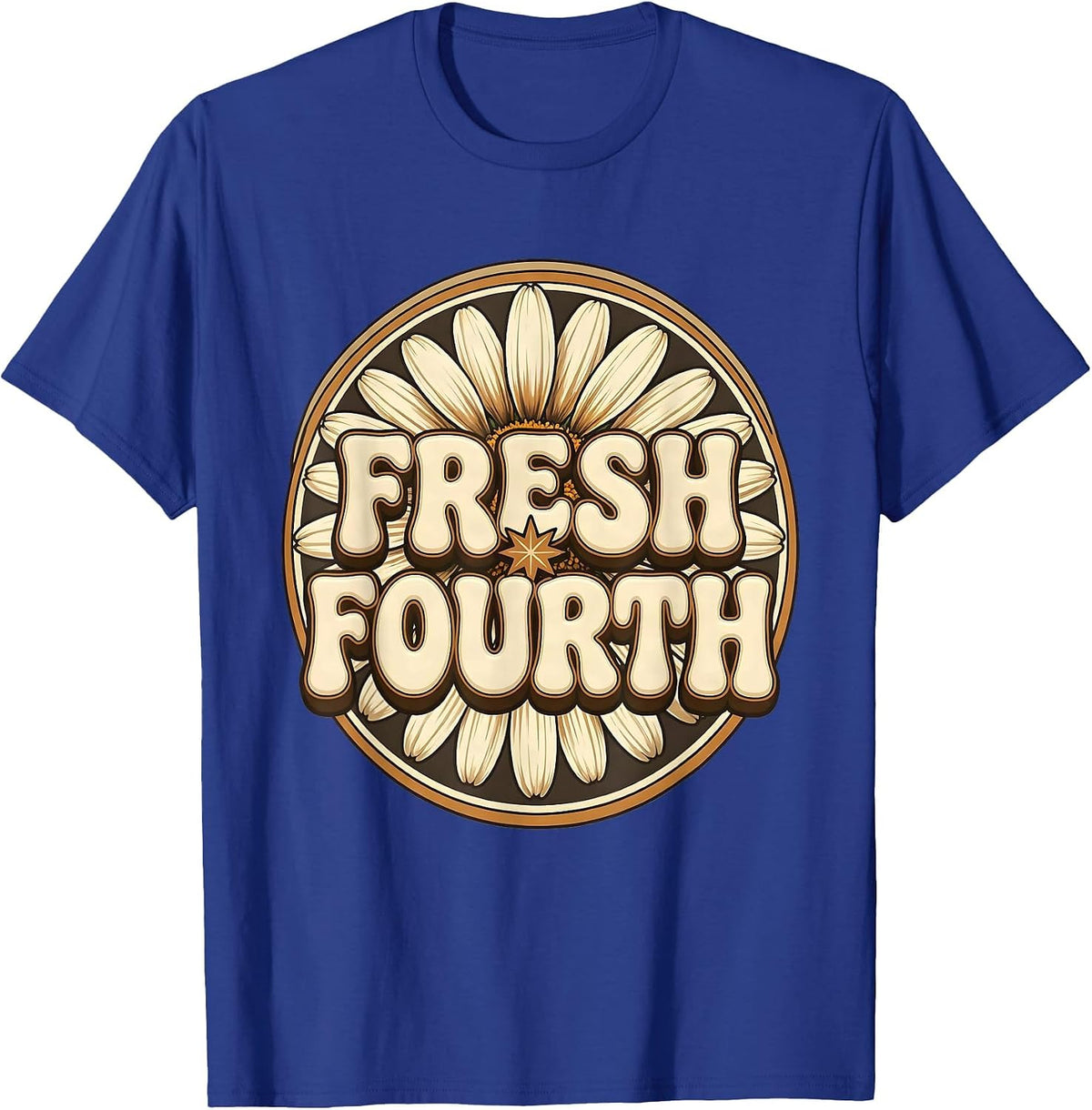 FRESH FOURTH Retro Flower Power Fourth Grade Back To School T-Shirt - Royal Blue