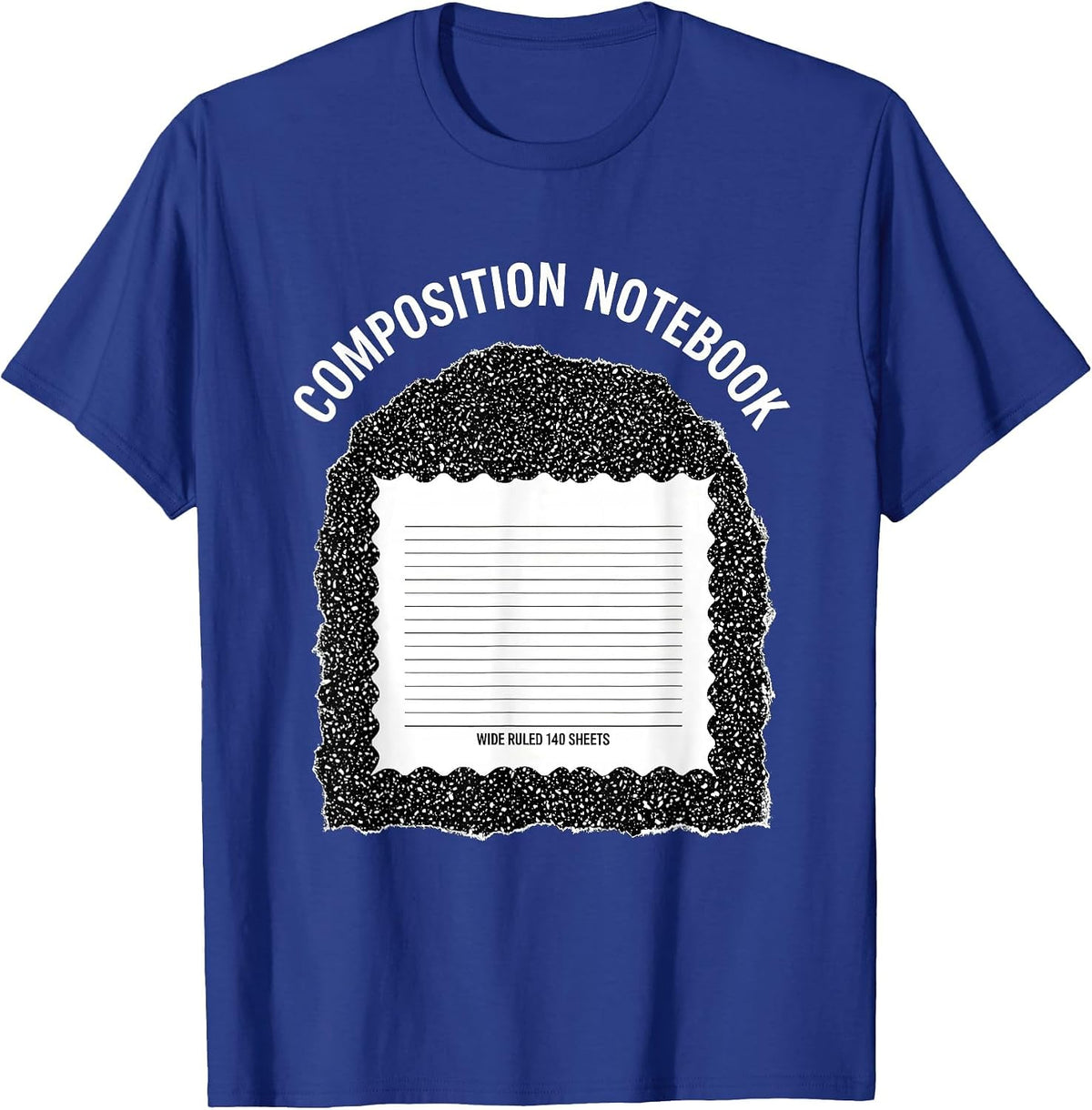 Composition Notebook Wide Ruled 140 Sheets Teacher T-Shirt - Royal Blue