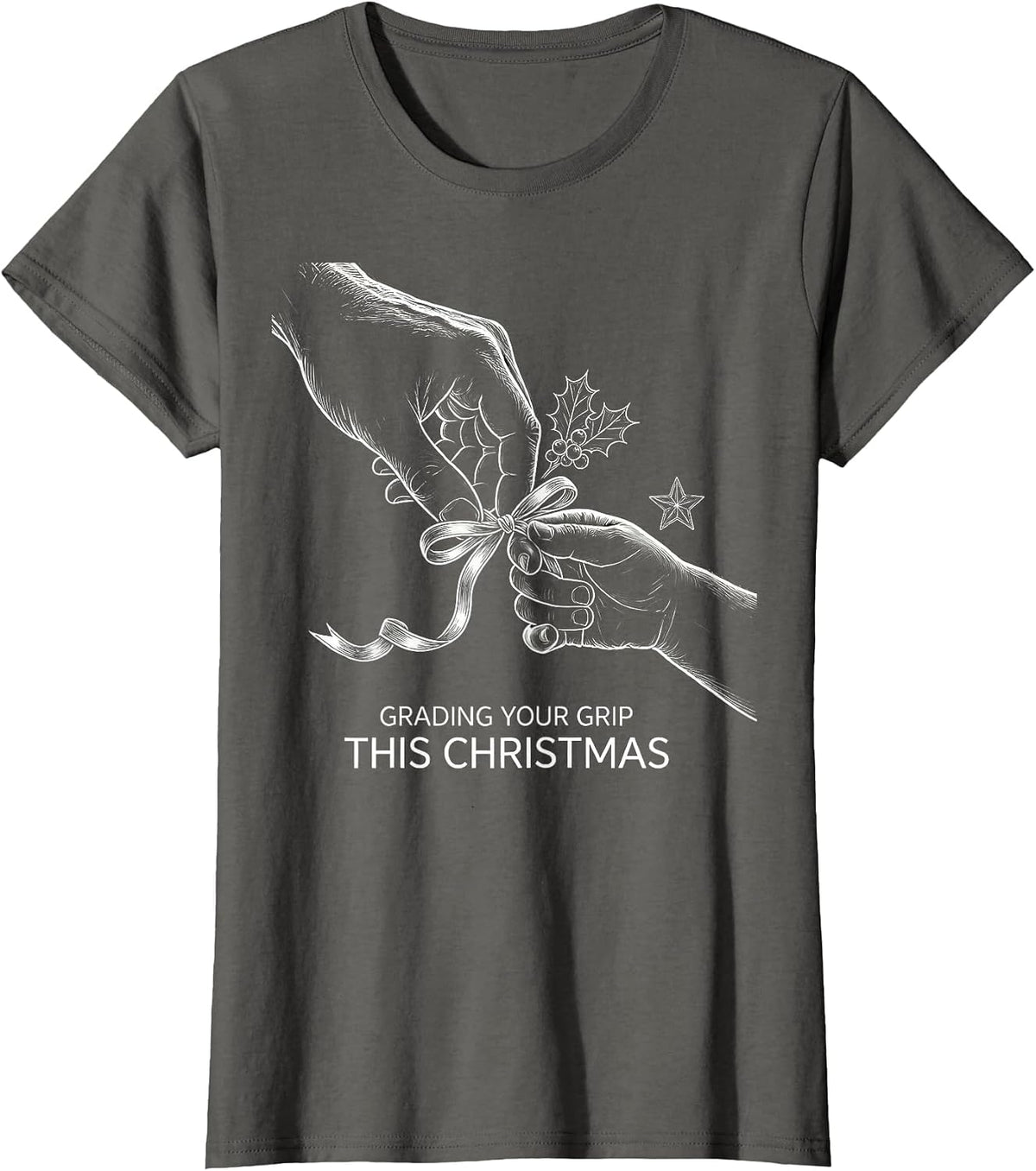 Women's Grading Your Grip This Christmas Funny Occupational Therapy T-Shirt - Asphalt Grey