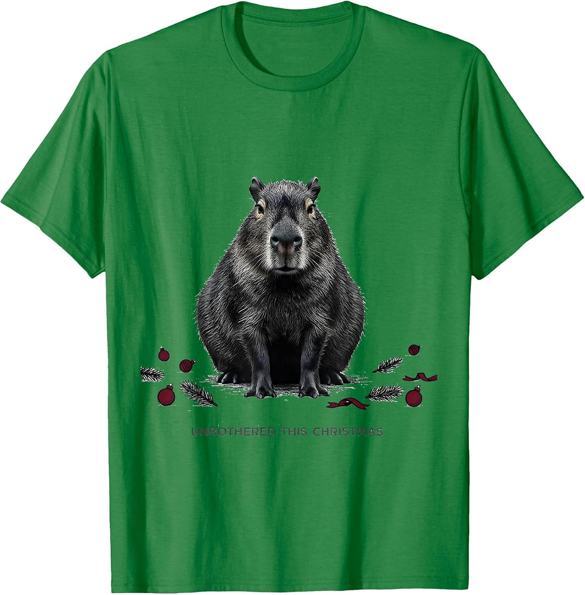 Men's Unbothered This Christmas Editorial Conceptual Capybara T-Shirt - Kelly Green