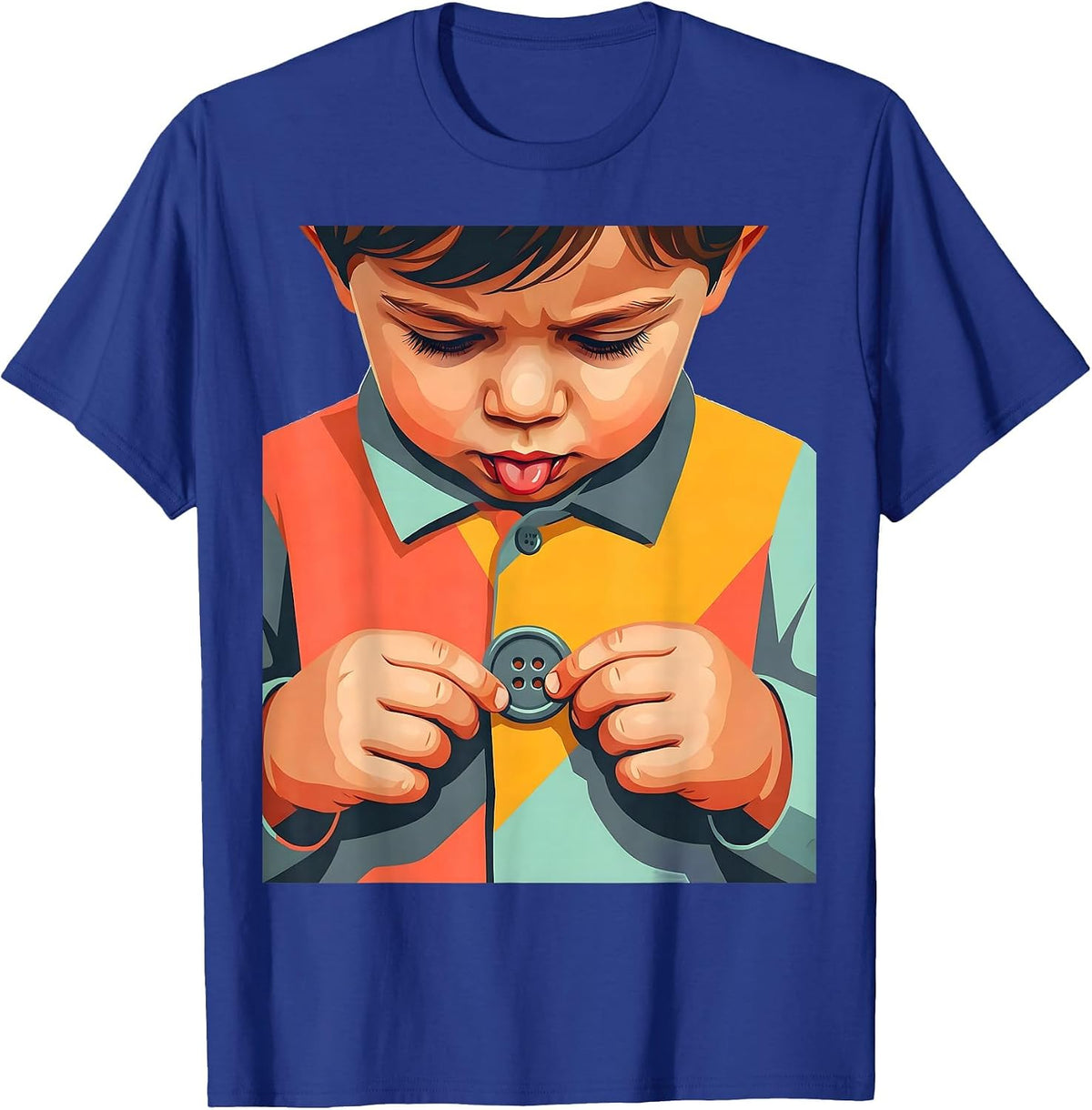 Occupational Therapy Child Buttoning Shirt Design T-Shirt - Royal Blue