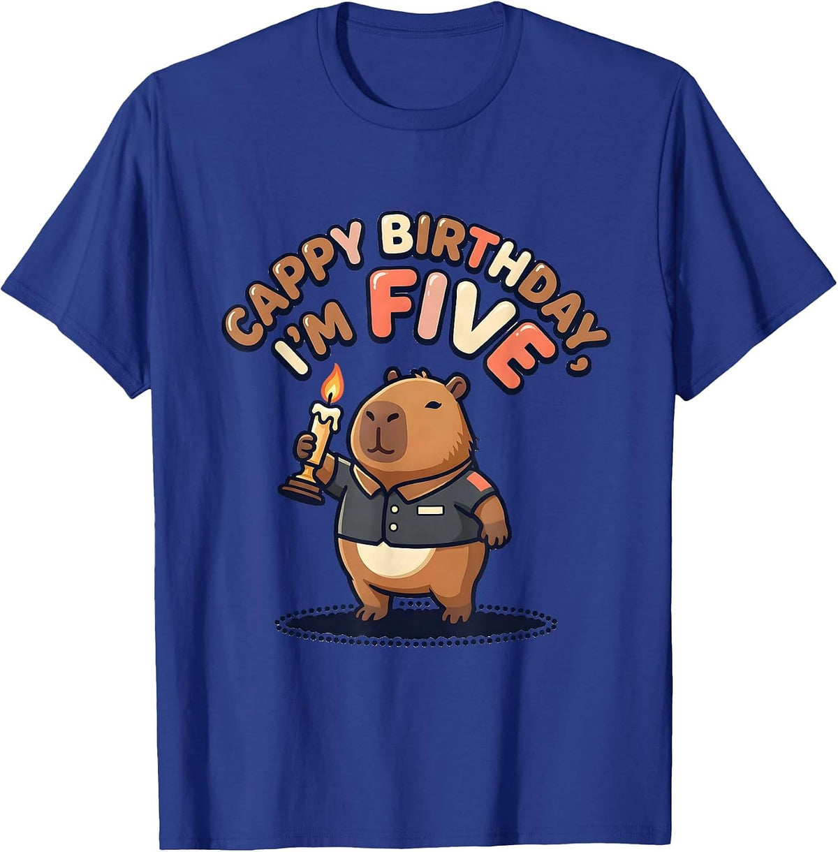 Cappy Birthday I'm Five Kawaii Capybara Kids Party Gift T-Shirt - Royal Blue