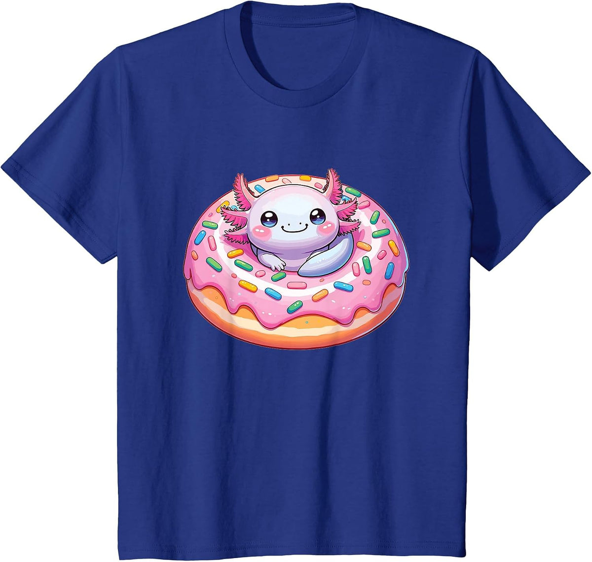 Axolotl in Sweet Donut Funny Axolotl Fast Food T-Shirt - Royal Blue