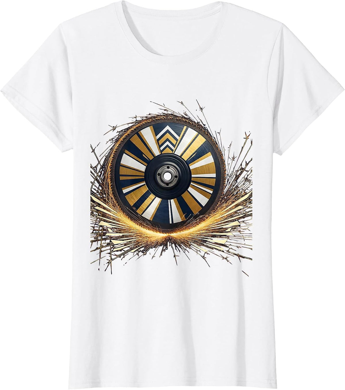 Labor Day Angle Grinder Sparks Graphic T-Shirt - White