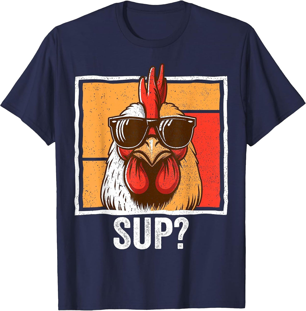 Chicken Sunglasses Animal Farm Funny for Farmer Men Women T-Shirt - Navy Blue