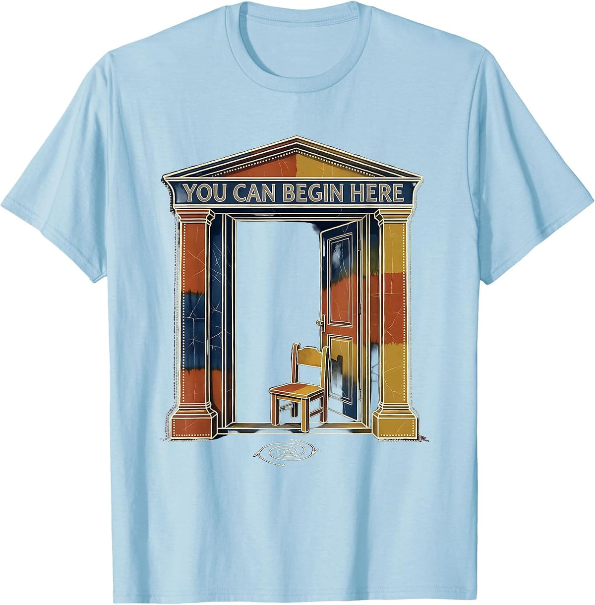 Men's You Can Begin Here Supportive Mental Health Counselor T-Shirt - Baby Blue