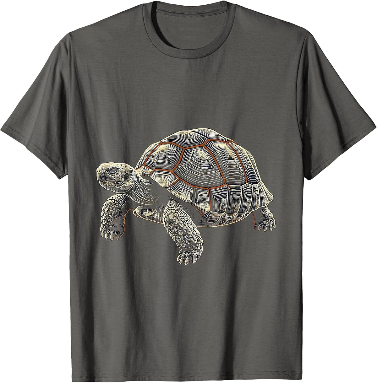 Men's Tortoise Contour Art Turtle Lover Gift T-Shirt - Asphalt Grey