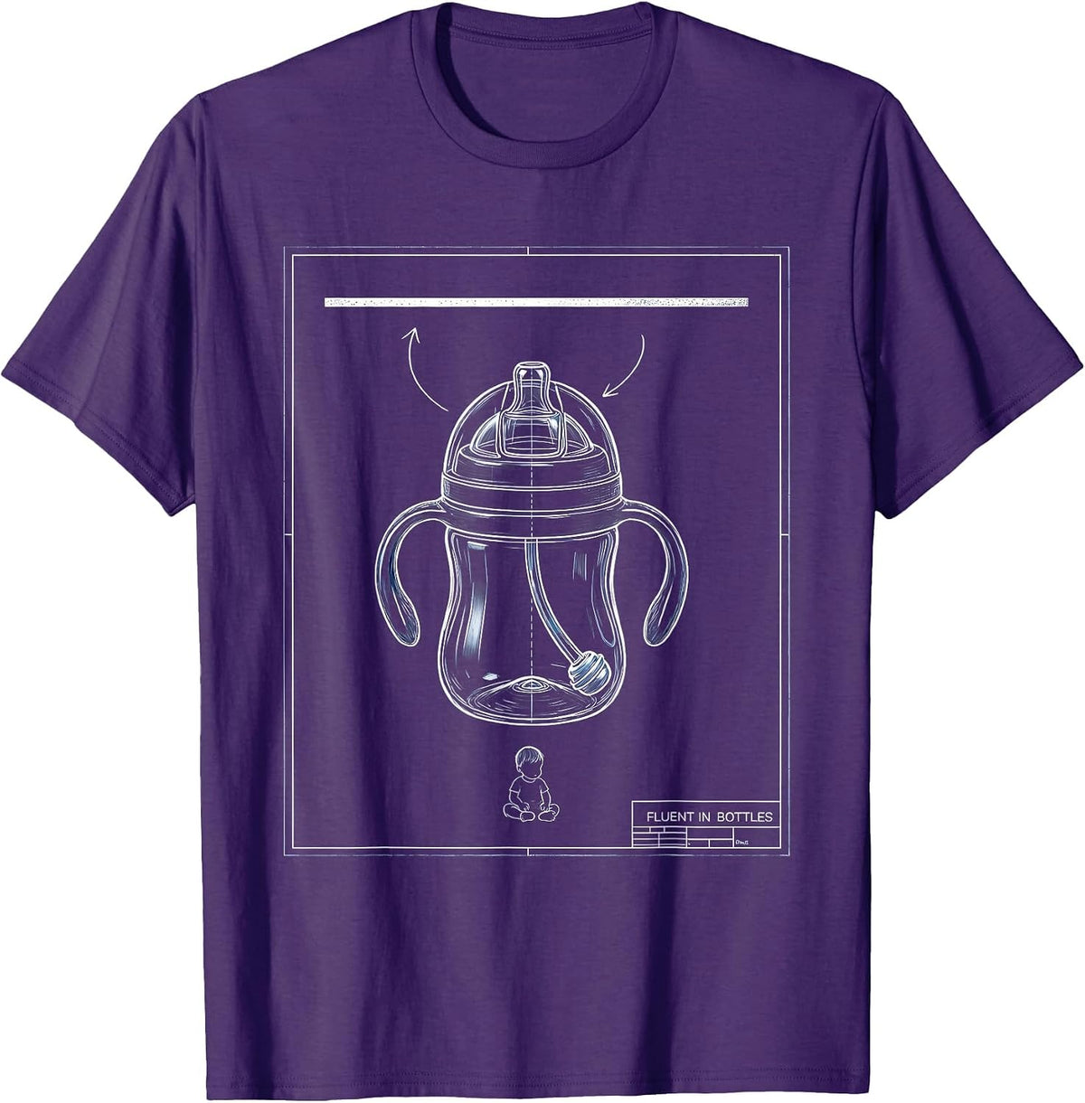 Men's Fluent In Bottles Technical Blueprint Daycare Provider T-Shirt - Purple
