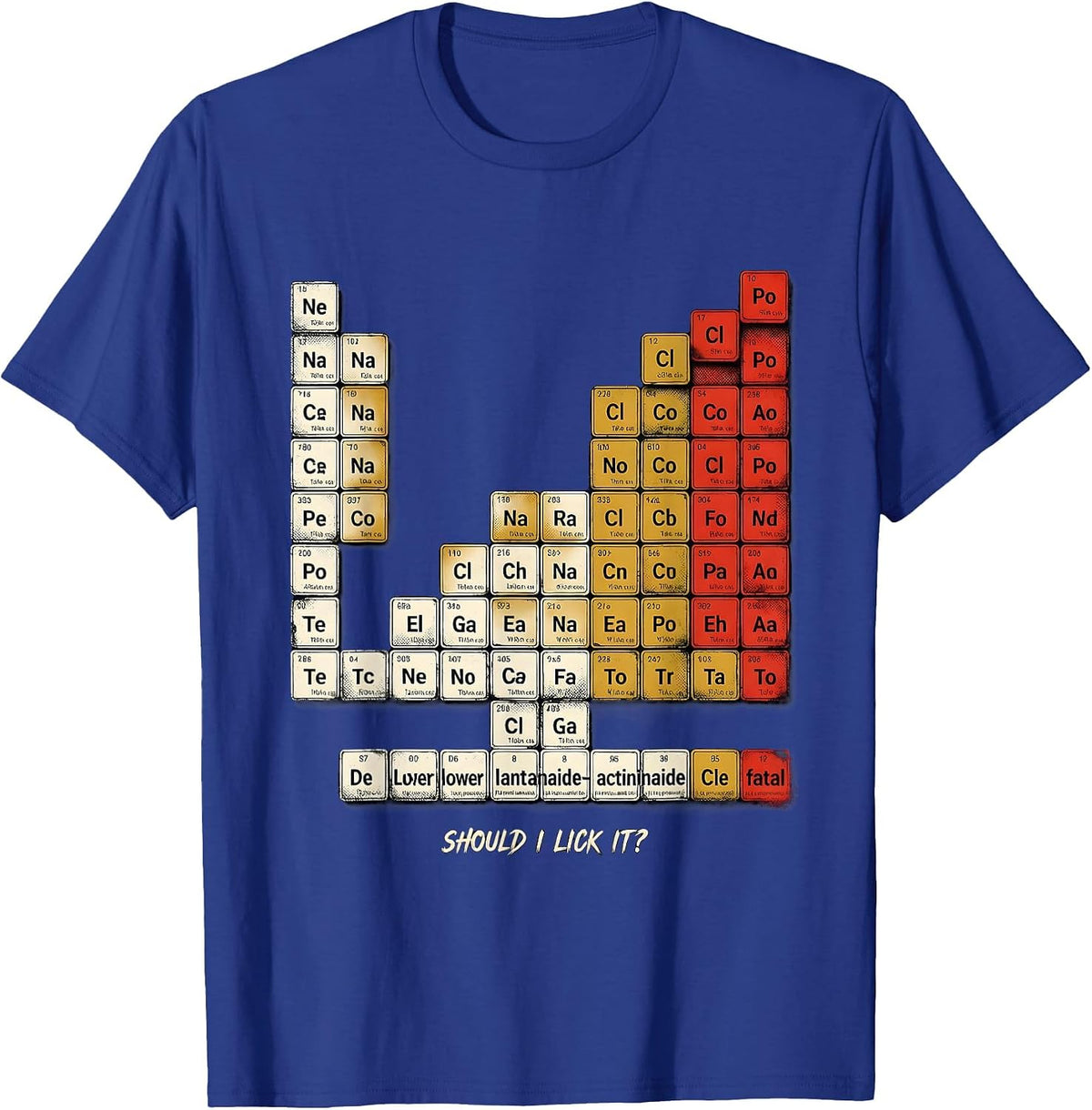 Men's Should I Lick It Funny Periodic Table Science Teacher Humor T-Shirt - Royal Blue