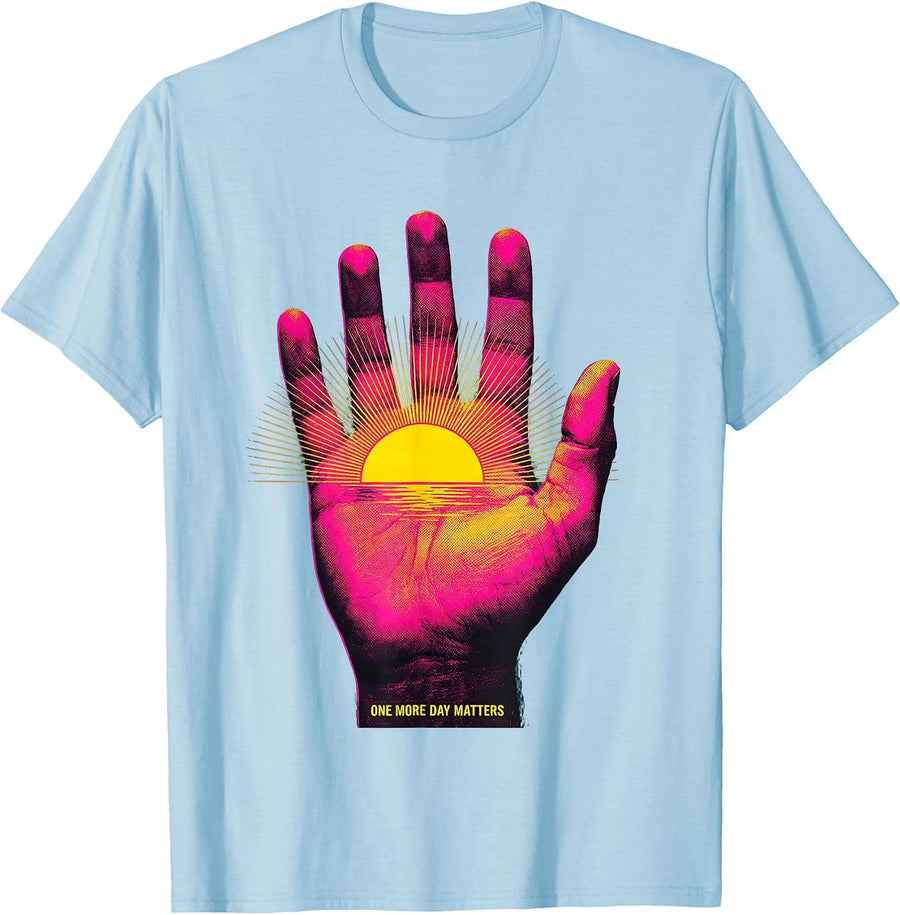 Men's One More Day Matters Suicide Prevention Design T-Shirt - Baby Blue
