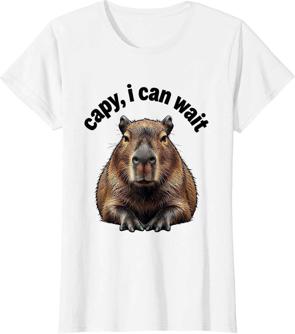 capy i can wait Funny Capybara Meme Animal Lover Humor T-Shirt - White