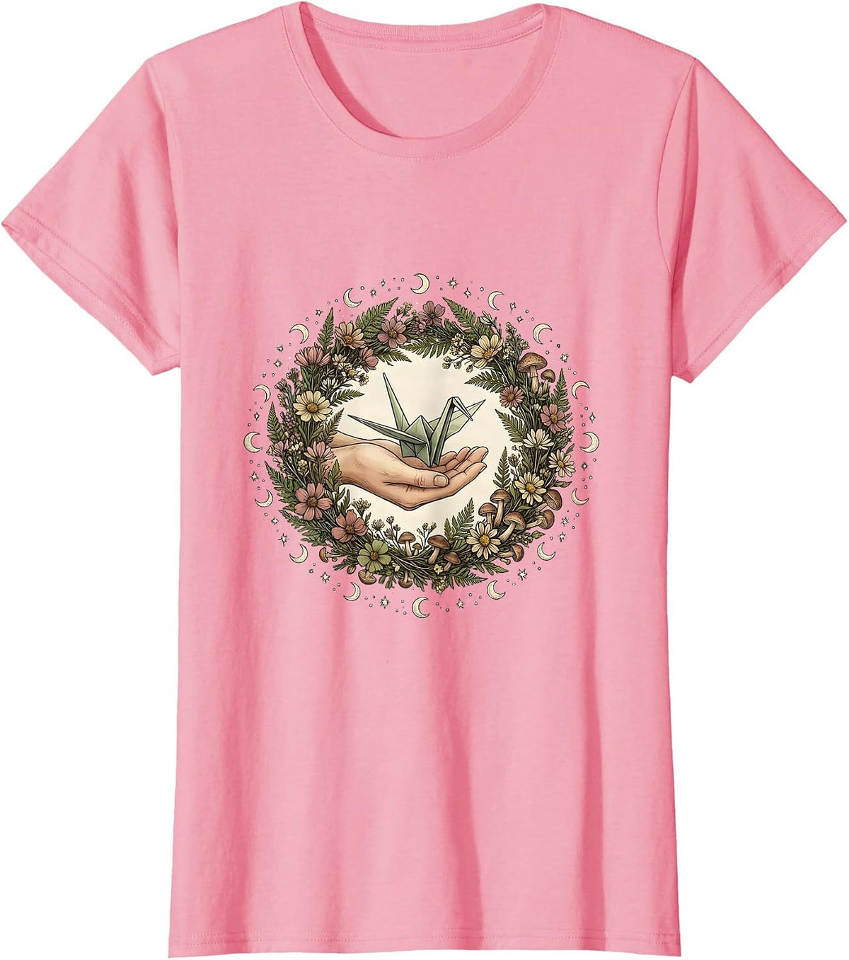 Women's Origami Crane Occupational Therapy Art T-Shirt - Pink