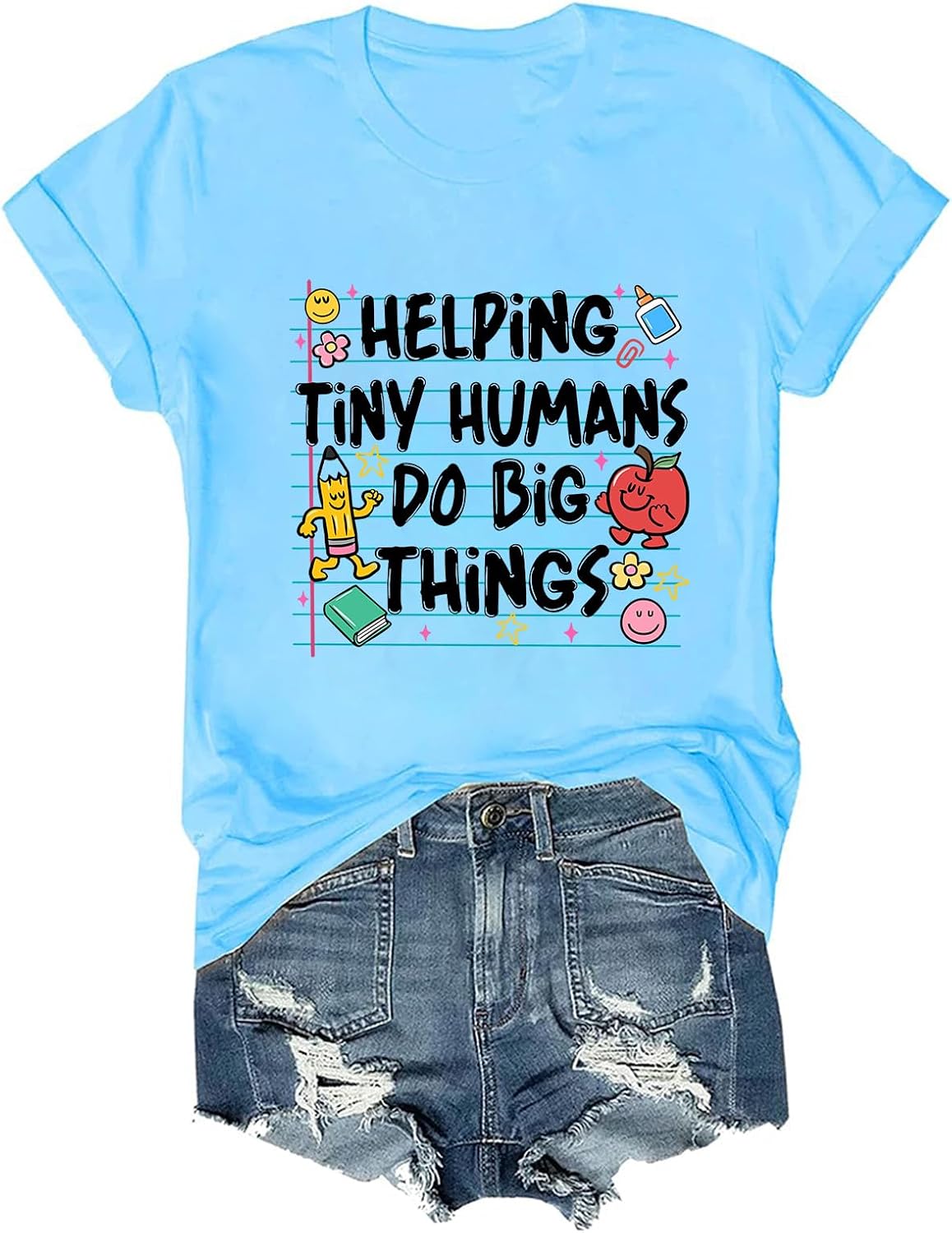 Helping Tiny Humans Do Big Things Shirt Funny Back to School Tee - Sky Blue