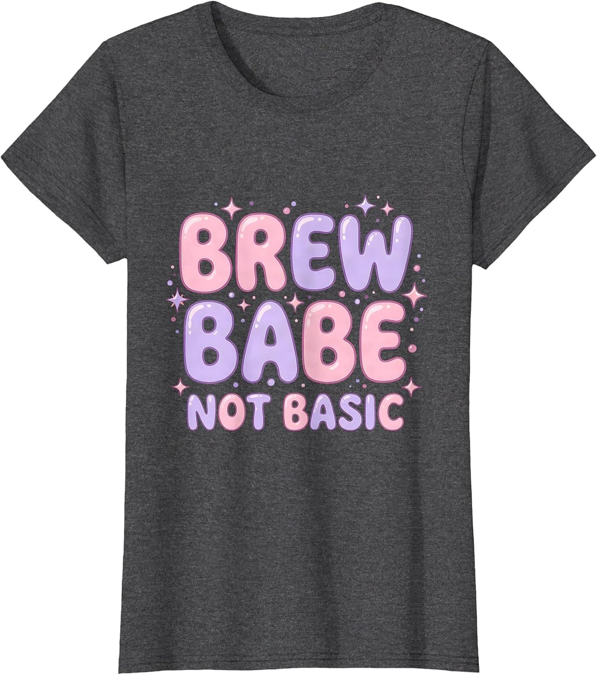 Women's Brew Babe Not Basic Beer Lover Design T-Shirt - Dark Heather Grey