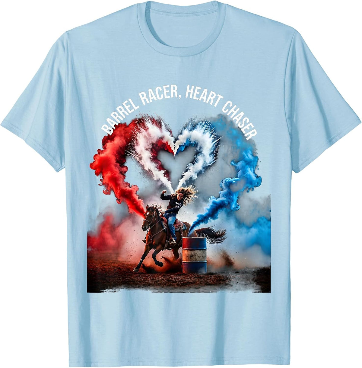 Men's Barrel Racer Heart Chaser Rodeo Design T-Shirt - Baby Blue