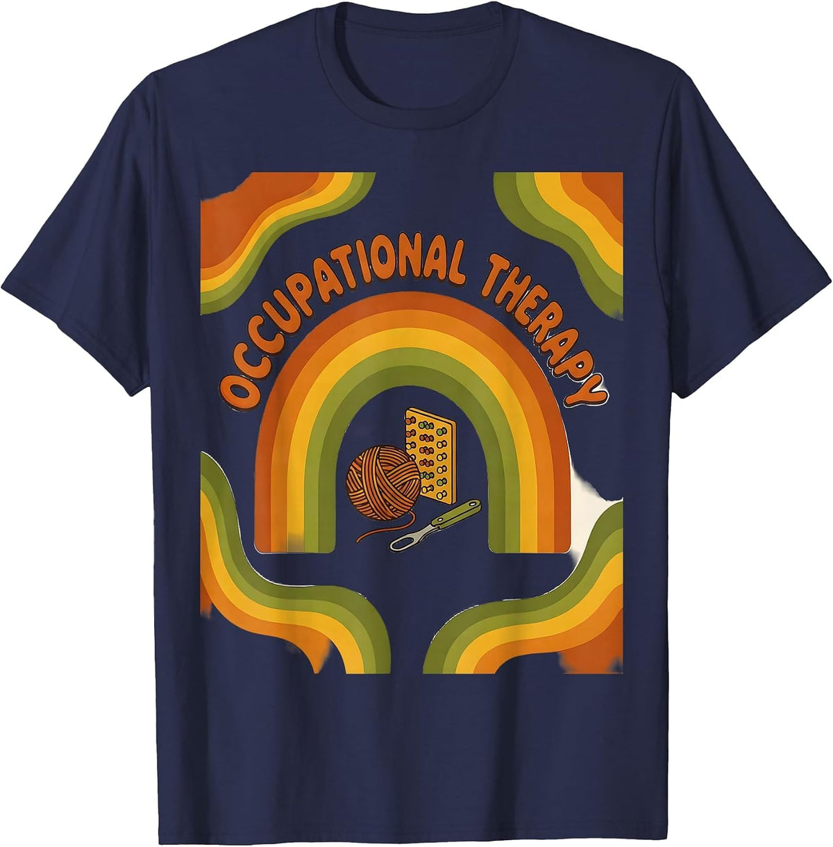 Men's Occupational Therapy Retro 70s OT Month Gift T-Shirt - Navy Blue