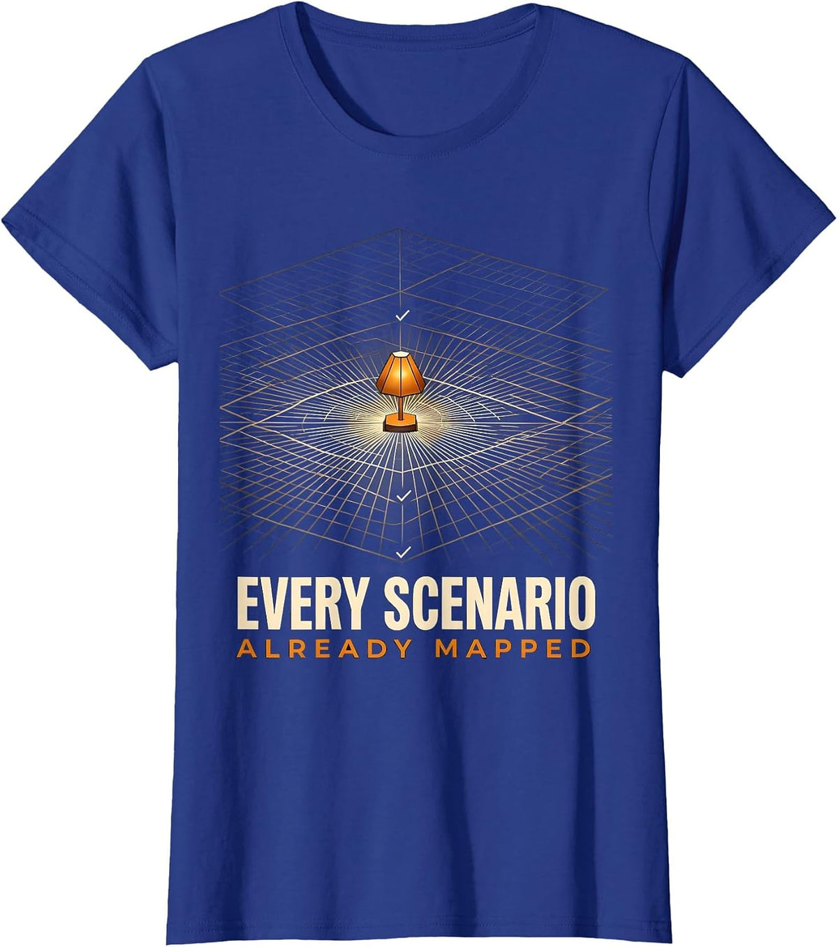 Women's Every Scenario Already Mapped Geometric Owl English Teacher T-Shirt - Royal Blue