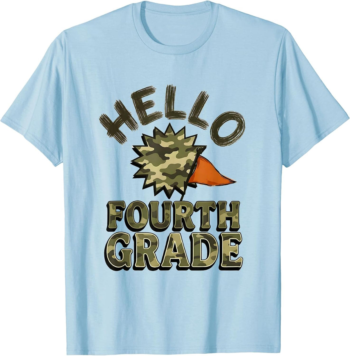 Men's Hello Fourth Grade Camo Back To School Teacher Boys T-Shirt - Baby Blue